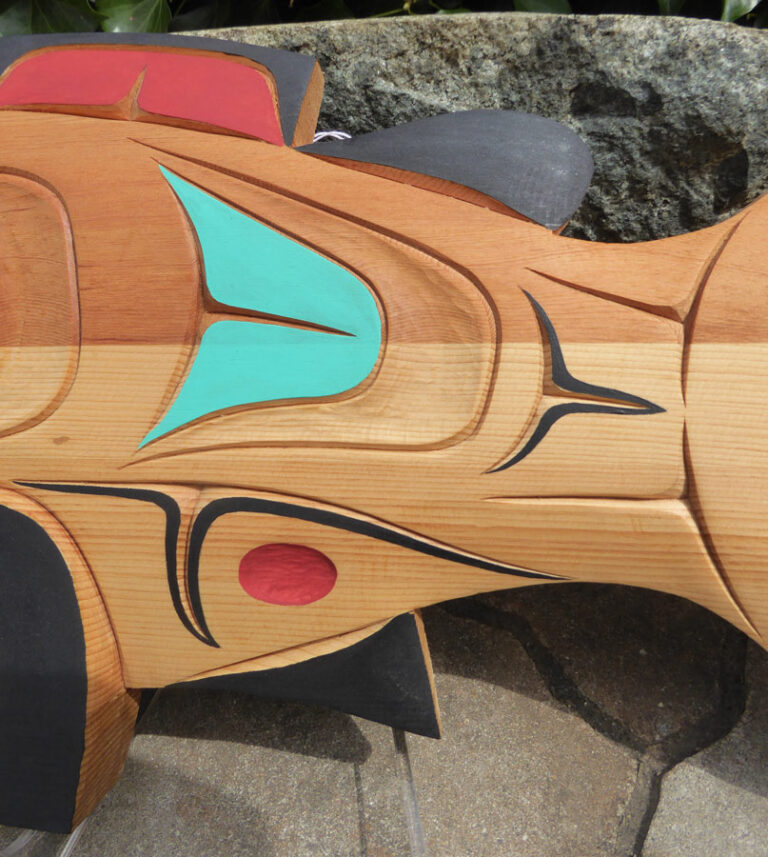 Northwest Coast Native LARGE Salmon Carving ⋆ Copper